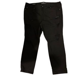 Torrid Premium Women Jeans Black 24R Denim Boyfriend Stretch Straight Distressed